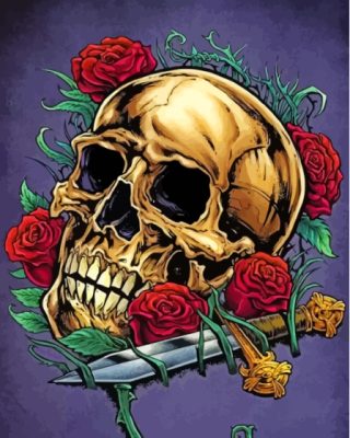 Skull With Roses Paint By Numbers