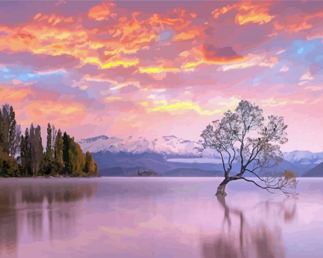 Sunset Lake Wanaka Paint By Numbers