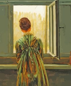 Vintage Woman Looking Out The Window Paint By Numbers