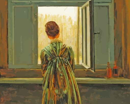 Vintage Woman Looking Out The Window Paint By Numbers