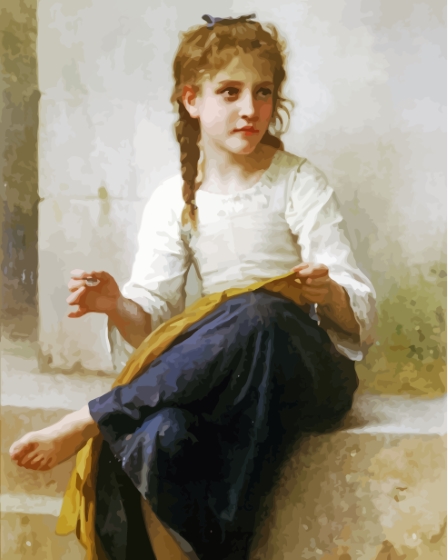 Young Girl Sewing Paint By Numbers