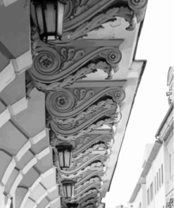 Black And White Corbel Architecture Paint By Numbers