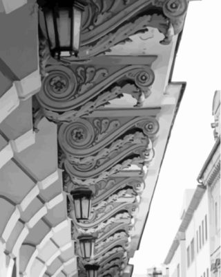 Black And White Corbel Architecture Paint By Numbers