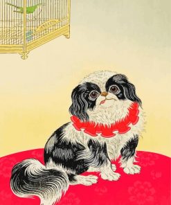 Black And White Pekingese Art Paint By Numbers