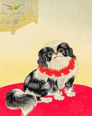 Black And White Pekingese Art Paint By Numbers