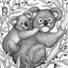 Black And White Koala Mother And Baby Paint By Numbers