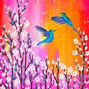 Blossom And Blue Birds Paint By Numbers