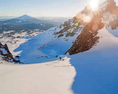 Broken Top Mountain Snow Paint By Numbers