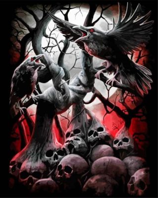 Crows And Skulls Paint By Numbers