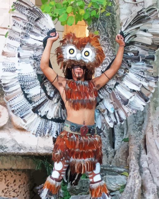 Mayan Dancer With Owl Paint By Numbers
