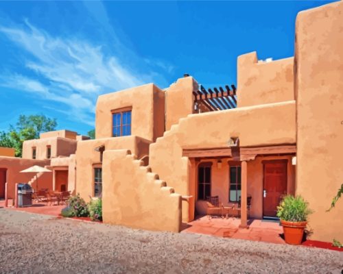 New Mexico Santa Fe Buildings Paint By Numbers