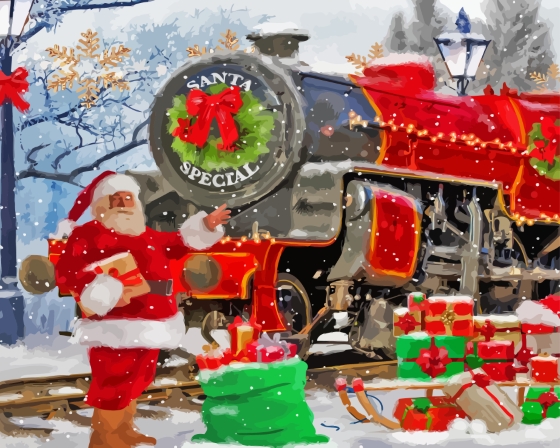 Santa Special Train Paint By Numbers
