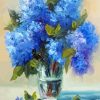 Abstract Blue Hydrangea Flowers In Vase Paint By Numbers
