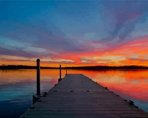 Bridge Lake Sunset Paint By Numbers