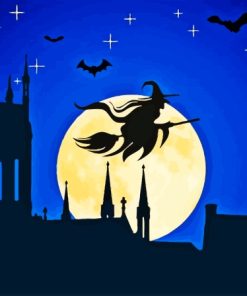 Castle And Witch Silhouette Art Paint By Numbers