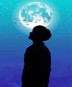 Moon With Boy Silhouette Paint By Numbers