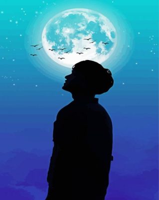 Moon With Boy Silhouette Paint By Numbers