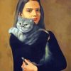 Young Lady And Cat Paint By Numbers